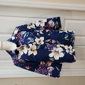 Chico's Women's Jacket Fully Lined Flower Blue Size 2=14
